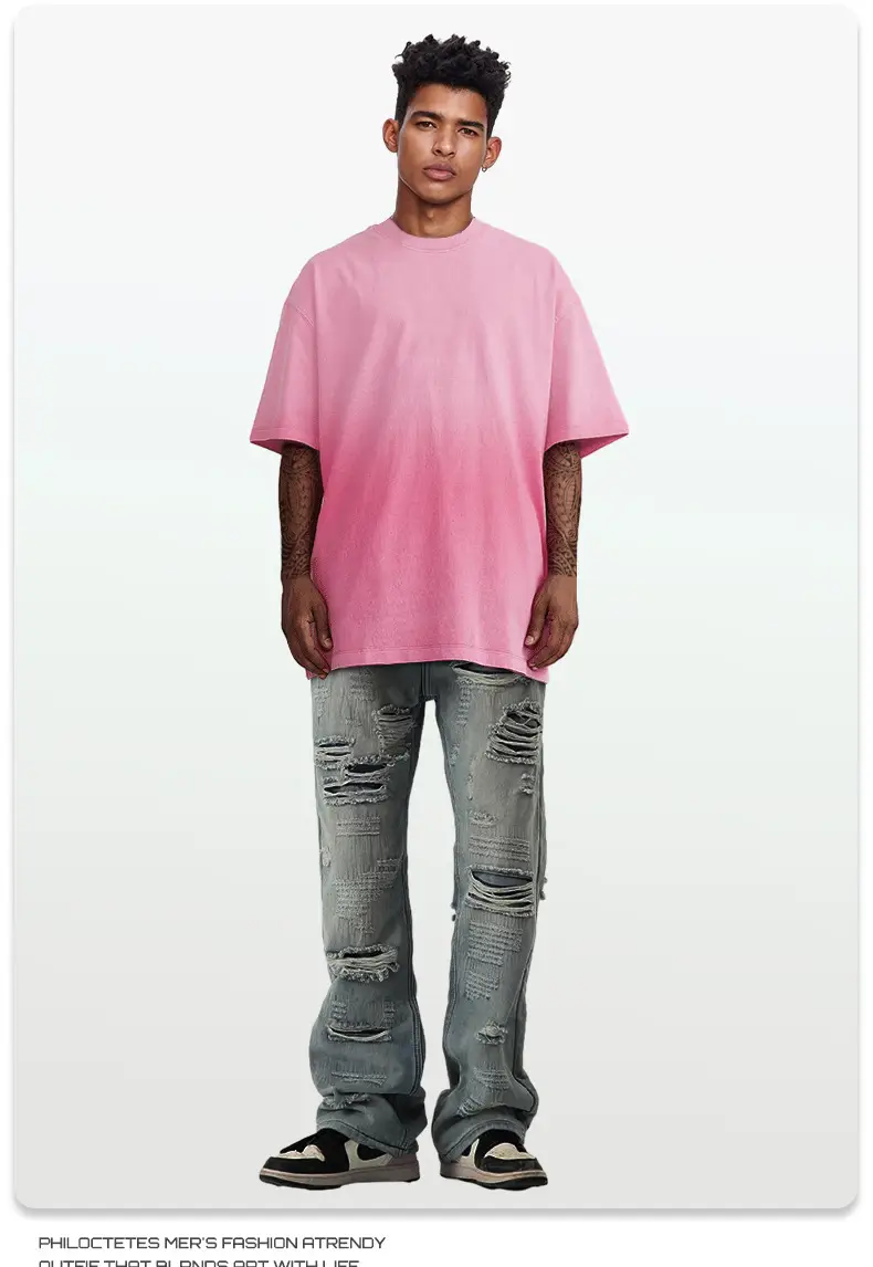 Men Women Aqua Blue Gradient Oversize T-Shirt — feature 11