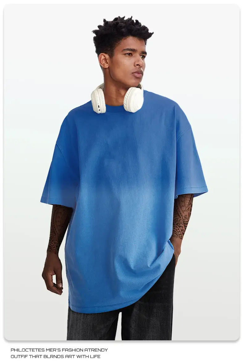 Men Women Aqua Blue Gradient Oversize T-Shirt — feature 16