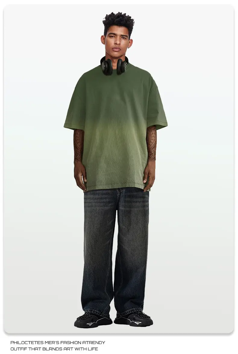 Men Women Aqua Blue Gradient Oversize T-Shirt — feature 19