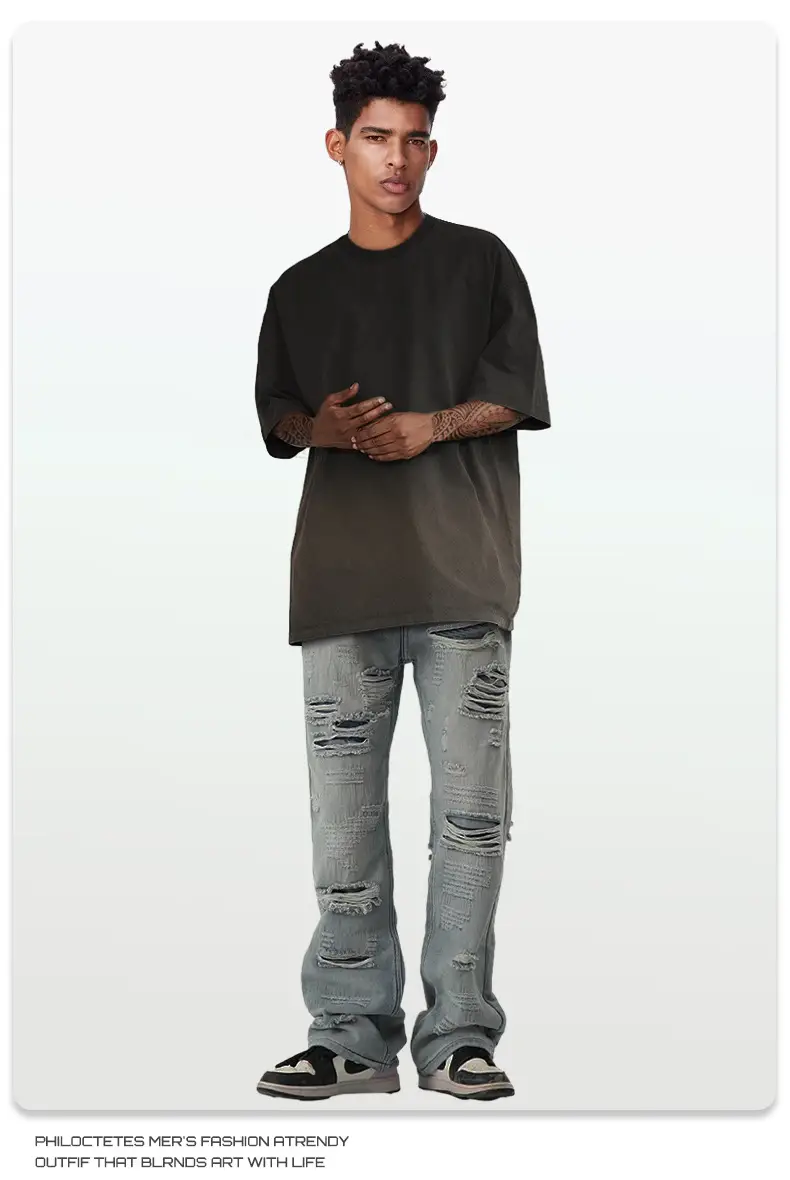 Men Women Aqua Blue Gradient Oversize T-Shirt — feature 23