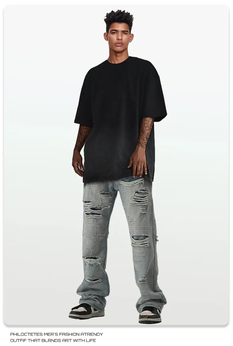 Men Women Aqua Blue Gradient Oversize T-Shirt — feature 25