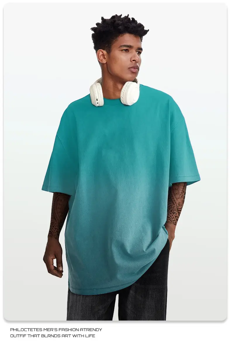 Men Women Aqua Blue Gradient Oversize T-Shirt — feature 26