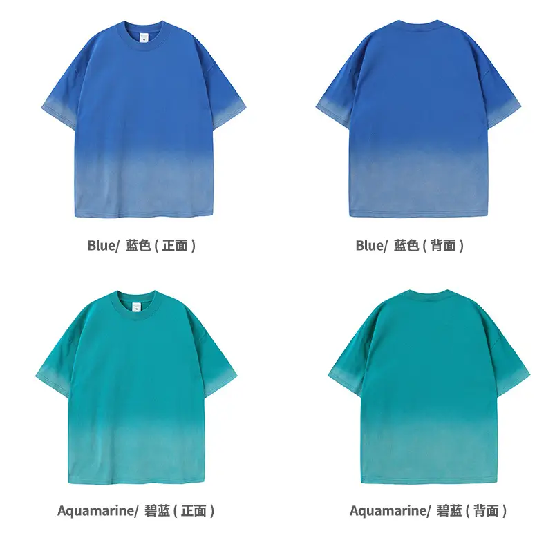 Men Women Aqua Blue Gradient Oversize T-Shirt — feature 30