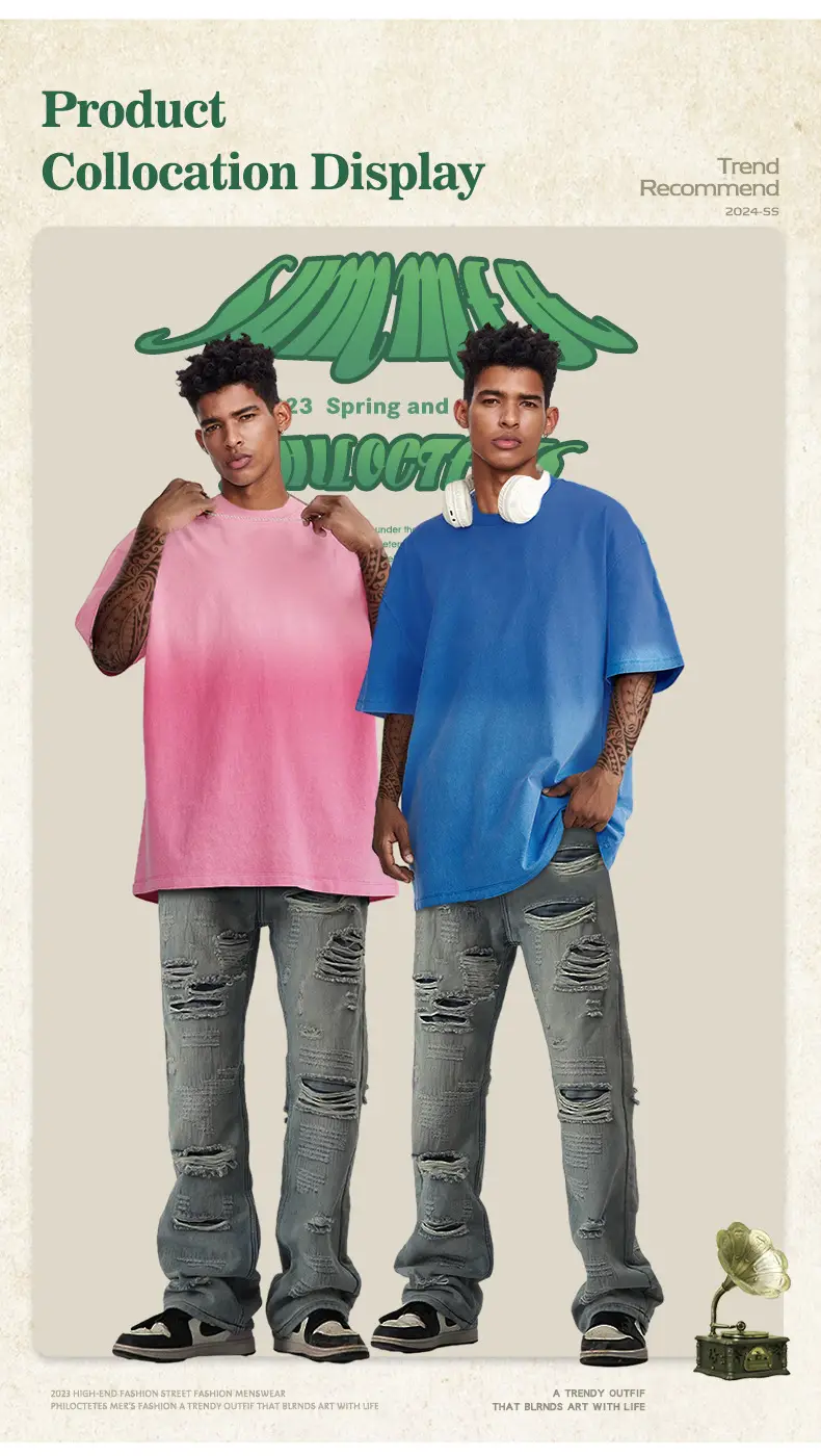 Men Women Aqua Blue Gradient Oversize T-Shirt — feature 4