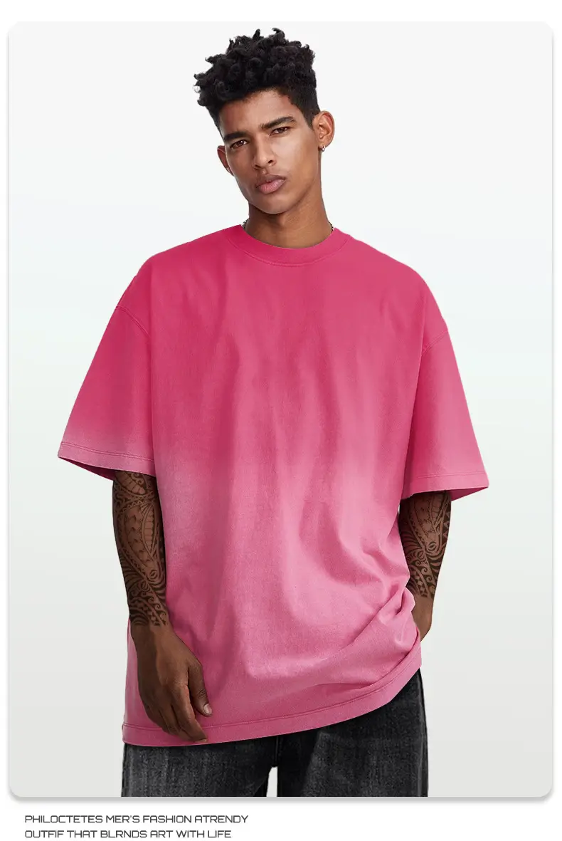 Men Women Aqua Blue Gradient Oversize T-Shirt — feature 7