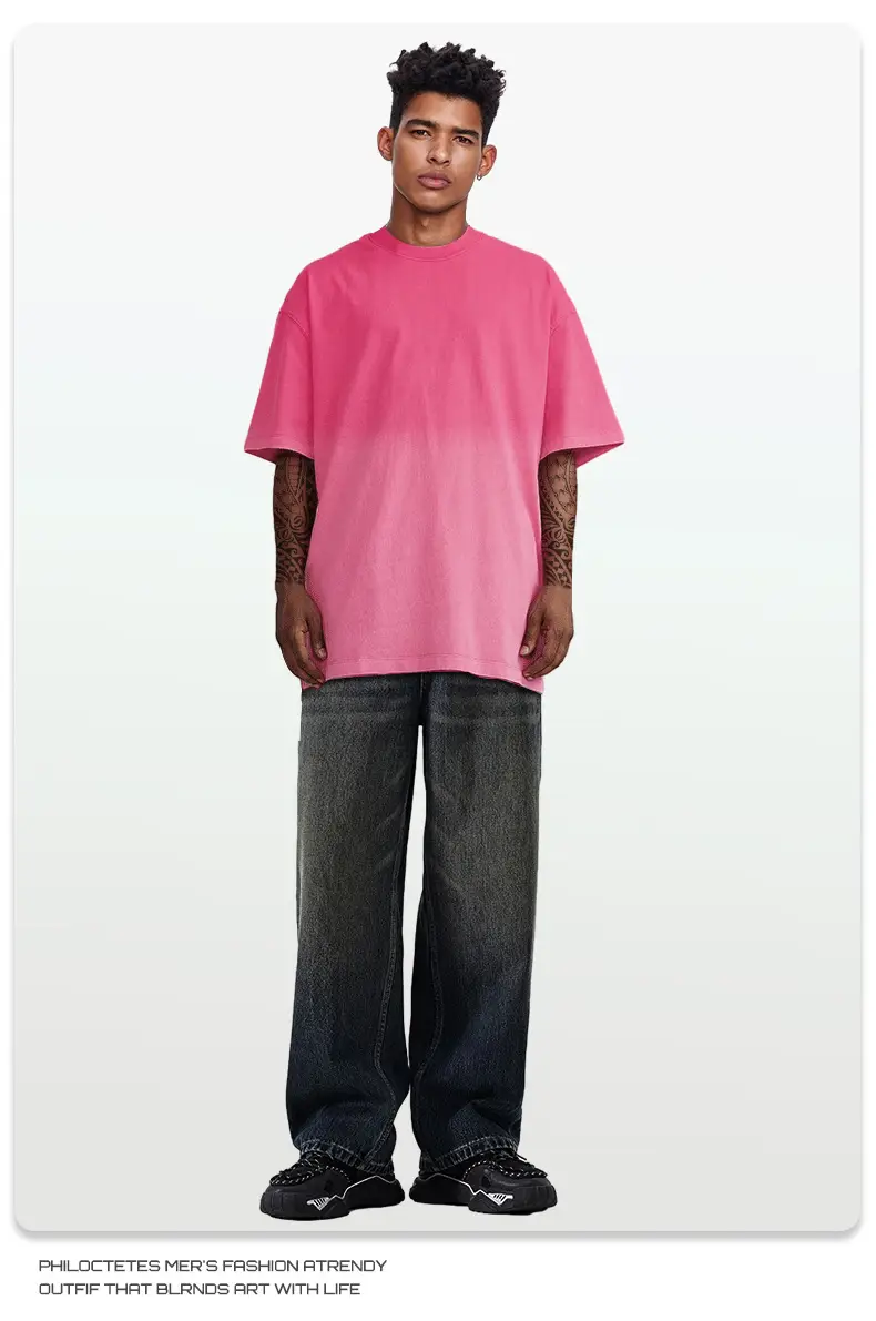Men Women Aqua Blue Gradient Oversize T-Shirt — feature 8