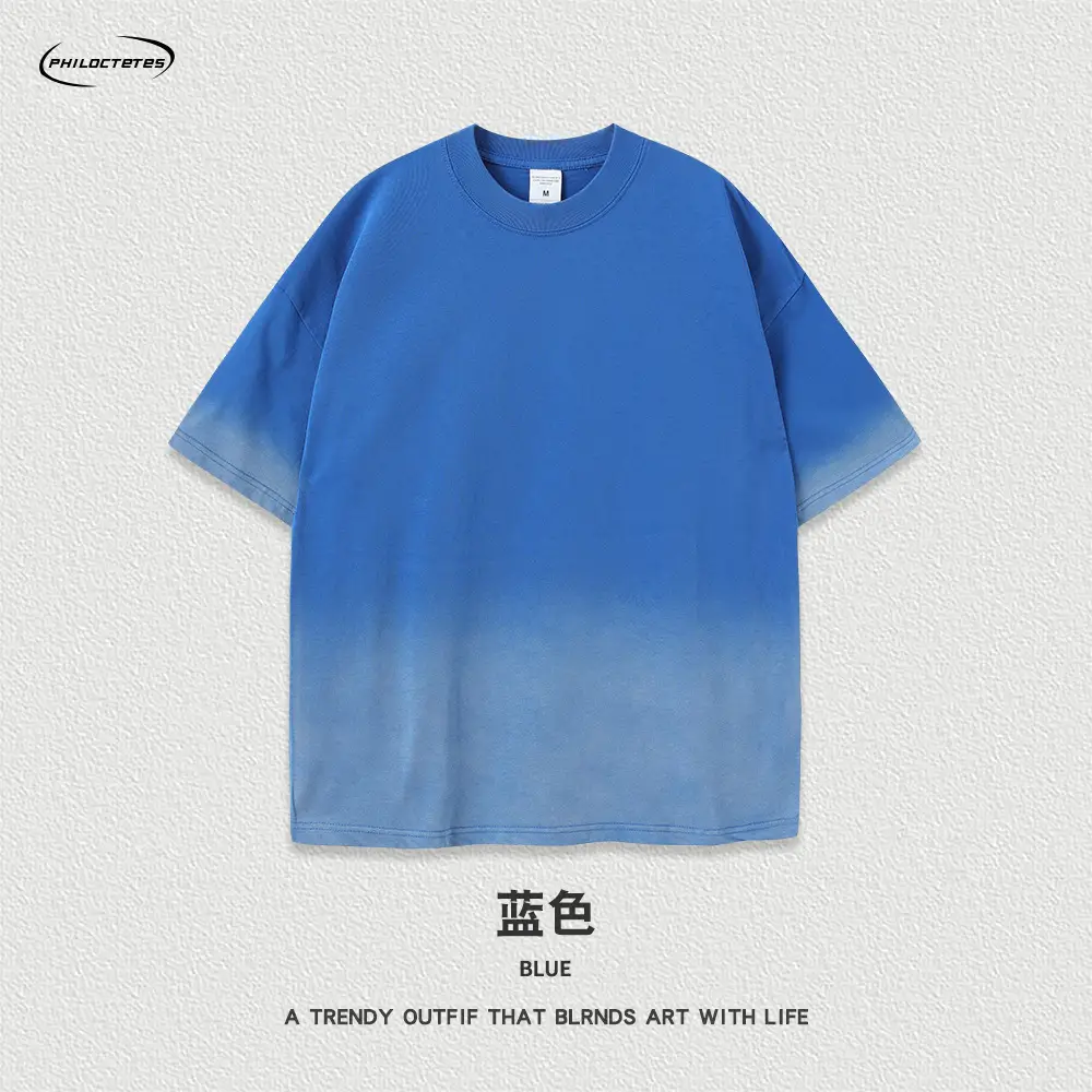 Men Women Aqua Blue Gradient Oversize T-Shirt - Image 5