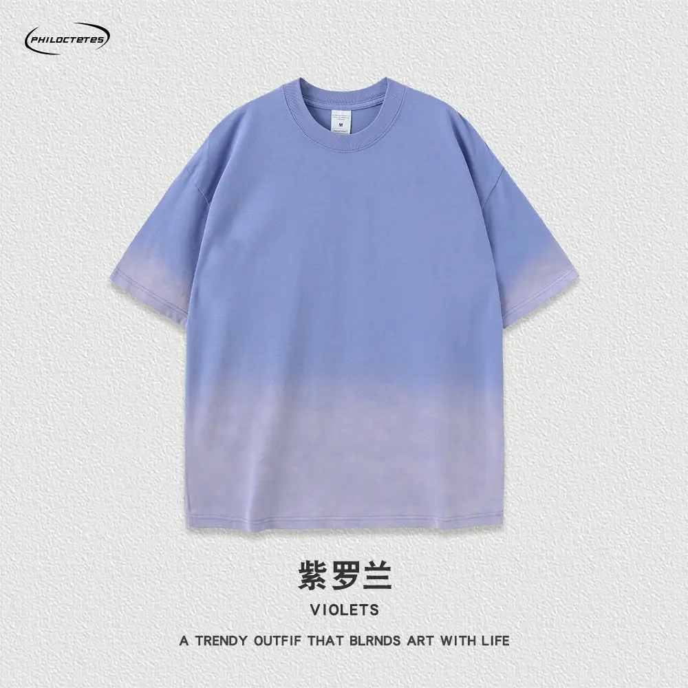Men Women Aqua Blue Gradient Oversize T-Shirt - Image 7