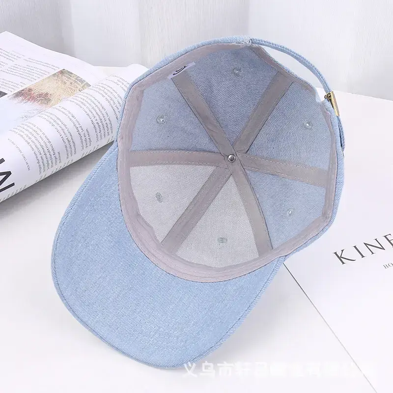 Women Blue Rhinestone Baseball Cap with Korean Design - Image 7