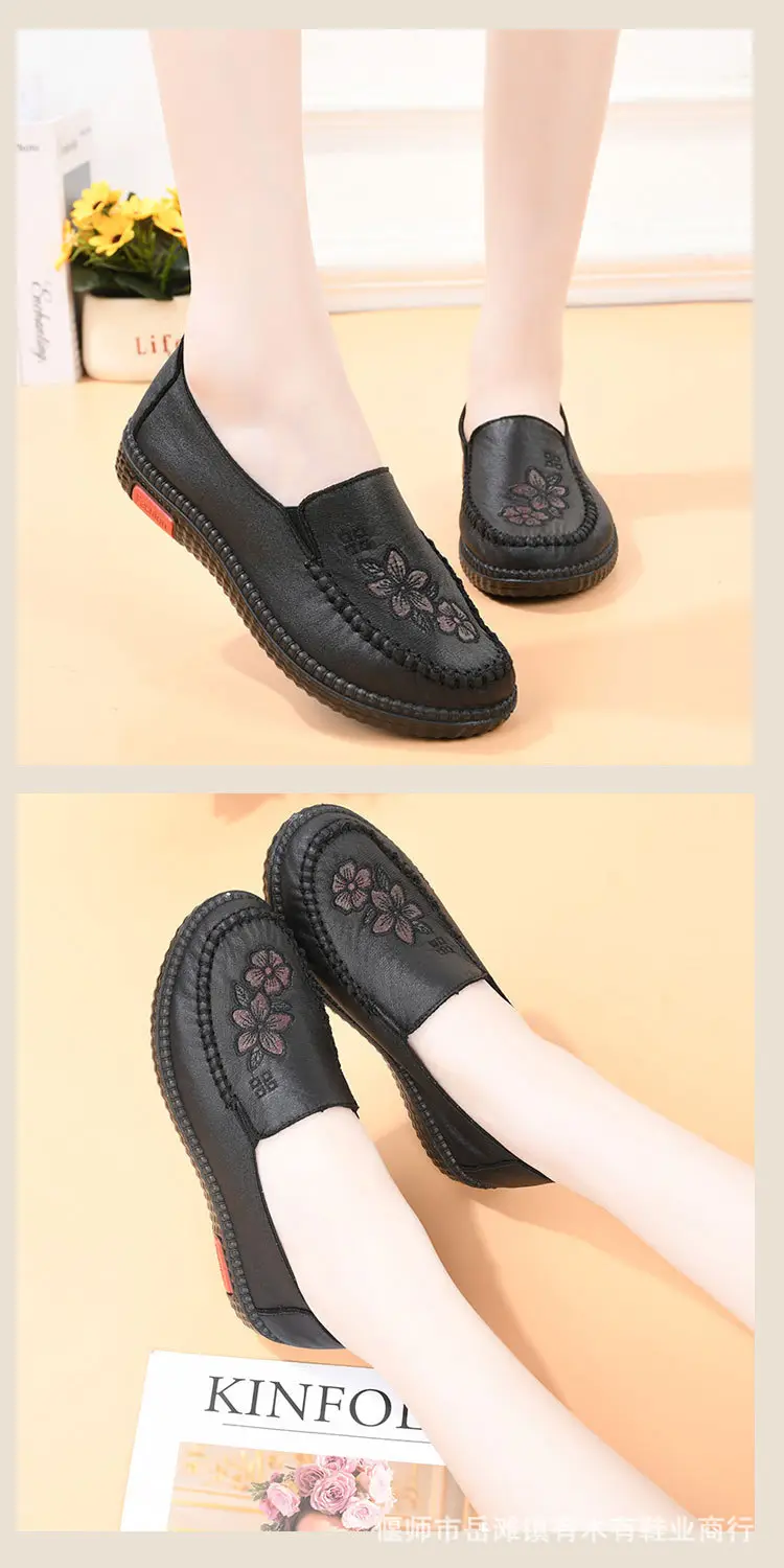 Old Beijing cloth shoes women's middle-aged and elderly flat comfortable mom shoes non-slip soft bottom grandma old shoes spring and autumn single shoes women — feature 10