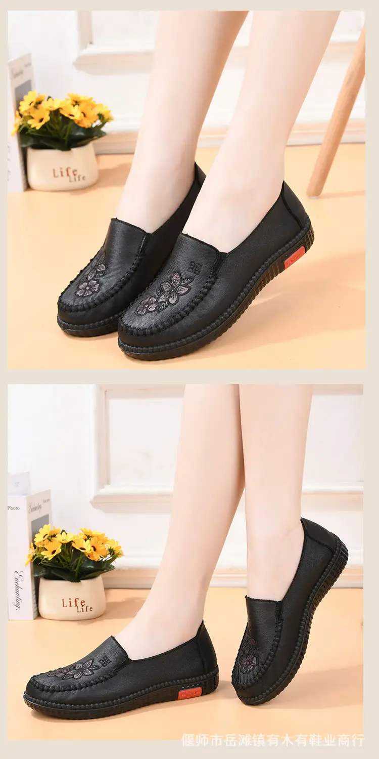 Old Beijing cloth shoes women's middle-aged and elderly flat comfortable mom shoes non-slip soft bottom grandma old shoes spring and autumn single shoes women — feature 11