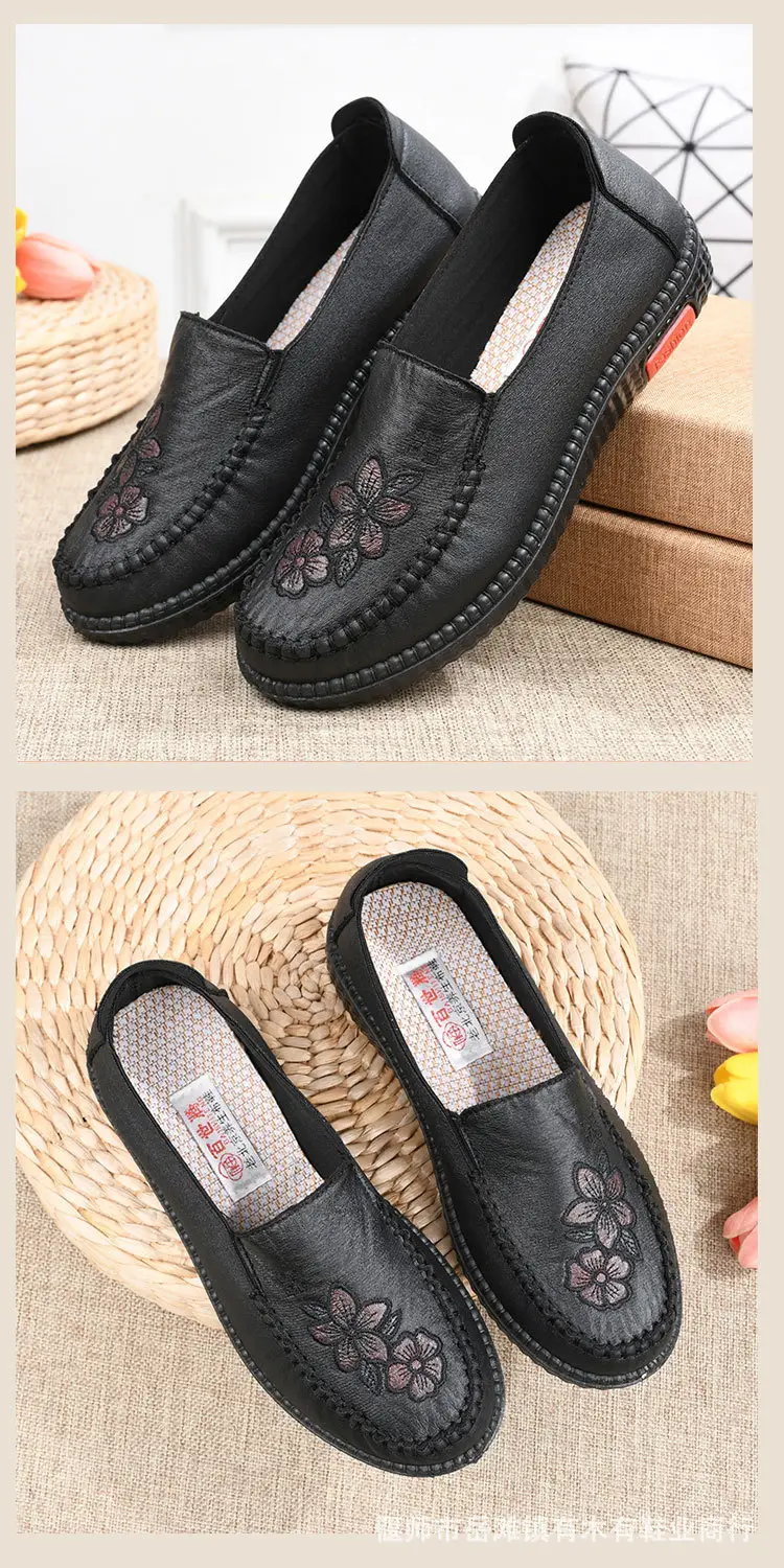 Old Beijing cloth shoes women's middle-aged and elderly flat comfortable mom shoes non-slip soft bottom grandma old shoes spring and autumn single shoes women — feature 12