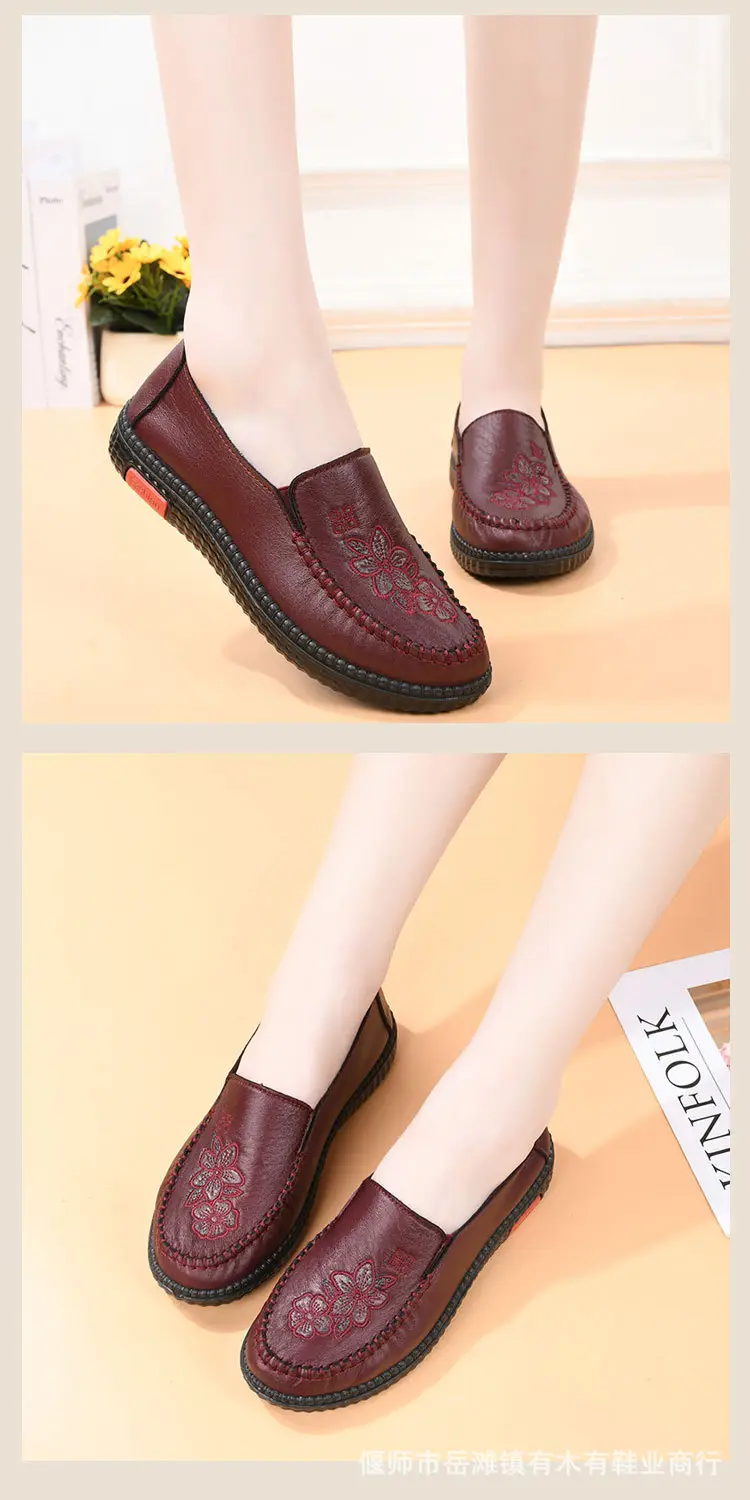 Old Beijing cloth shoes women's middle-aged and elderly flat comfortable mom shoes non-slip soft bottom grandma old shoes spring and autumn single shoes women — feature 8