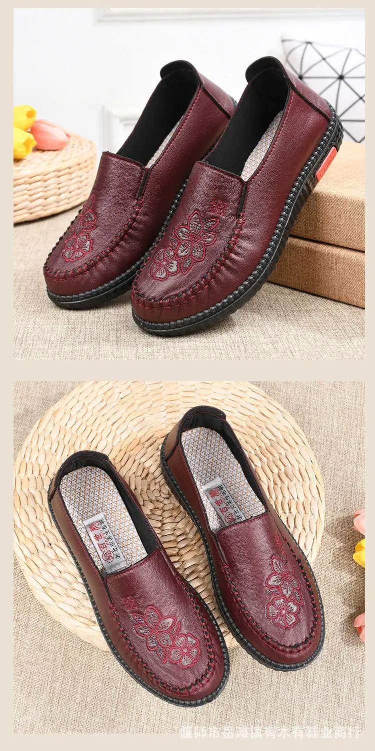Old Beijing cloth shoes women's middle-aged and elderly flat comfortable mom shoes non-slip soft bottom grandma old shoes spring and autumn single shoes women — feature 9