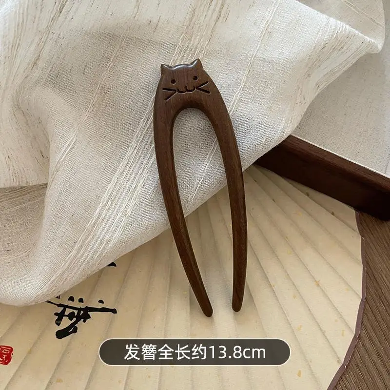 Antique Gold Silk Sandalwood Hairpin with Bell - Image 9