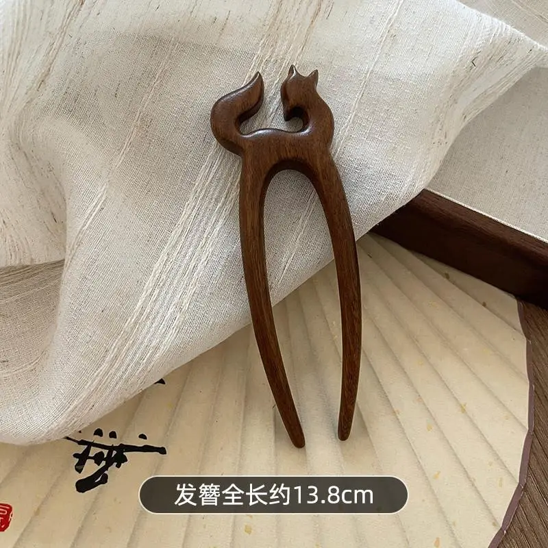 Antique Gold Silk Sandalwood Hairpin with Bell - Image 11
