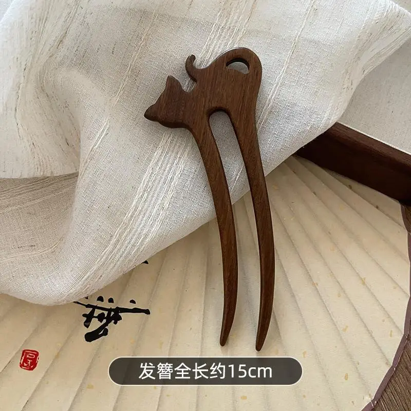 Antique Gold Silk Sandalwood Hairpin with Bell - Image 12