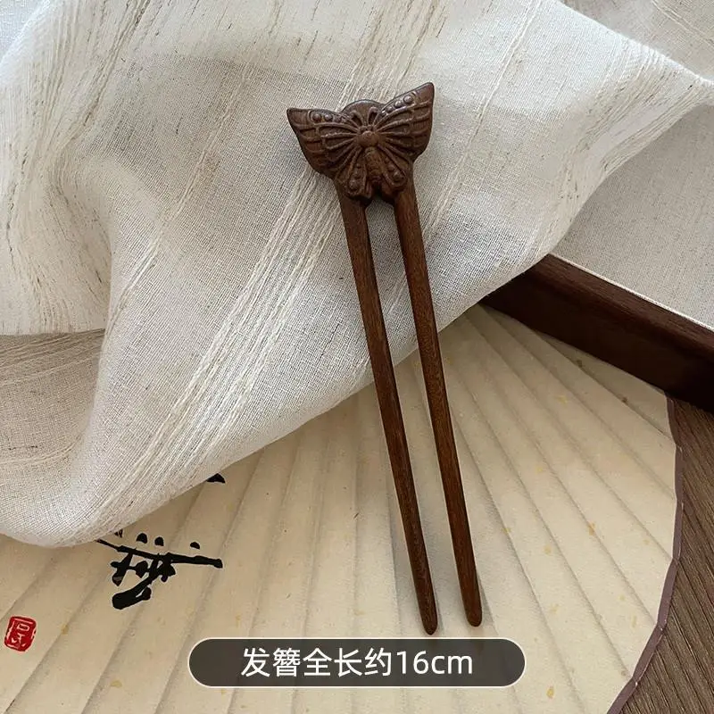 Antique Gold Silk Sandalwood Hairpin with Bell - Image 13