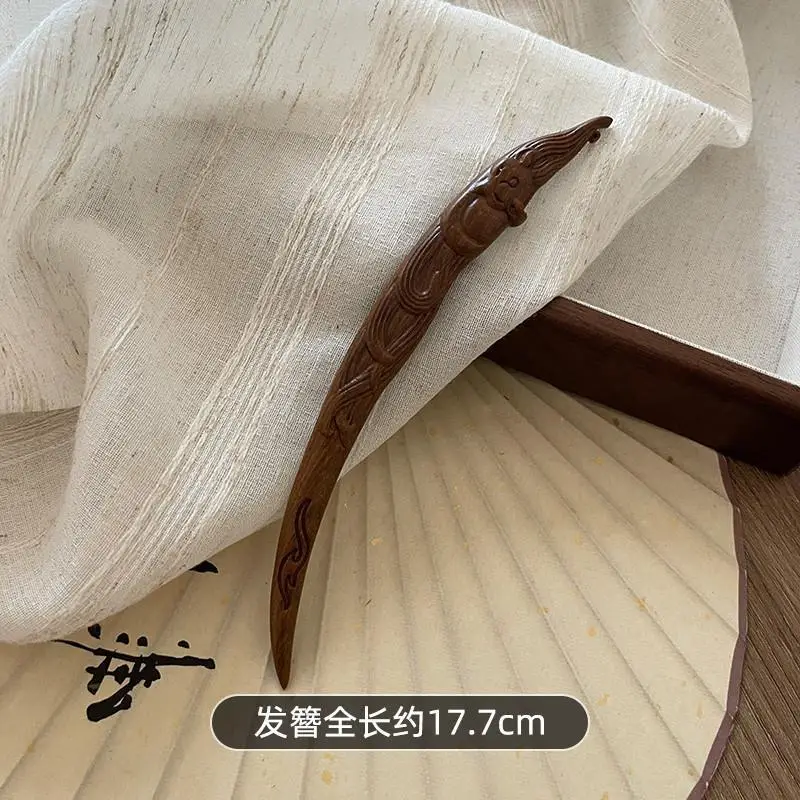 Antique Gold Silk Sandalwood Hairpin with Bell - Image 14