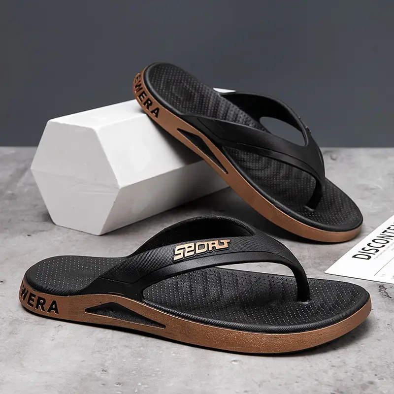 Simple New flip flops men's summer slippers students Korean style outdoor non-slip flip-flops plywood shoes beach shoes - Image 2