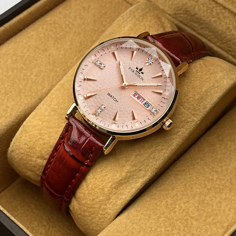 Women's Watch TikTok live hot sale Milan strap fashion simple thin double calendar Diamond-embedded waterproof Korean style women's — feature 5