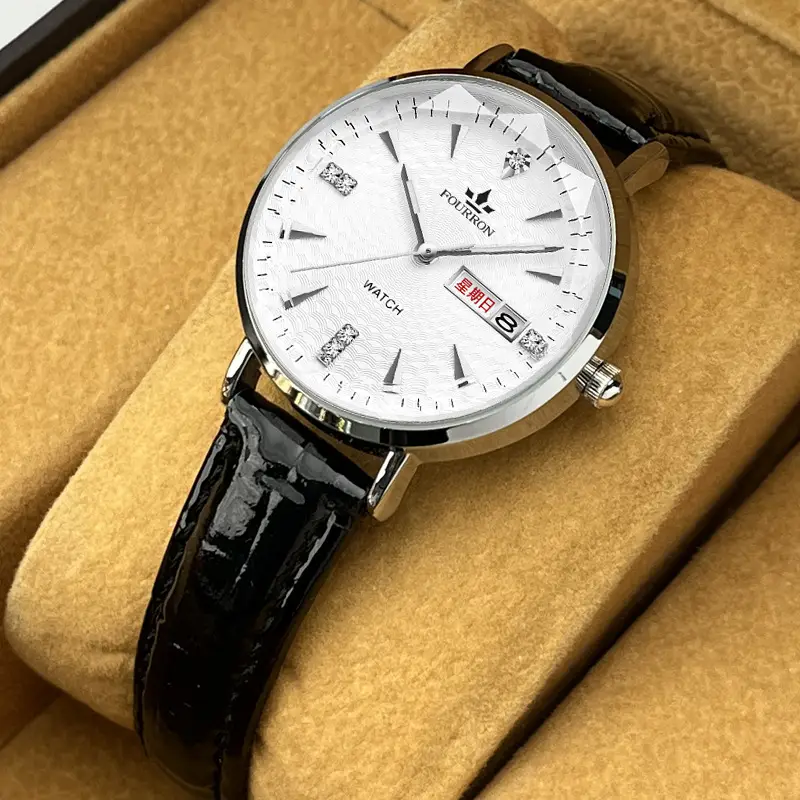 Women's Watch TikTok live hot sale Milan strap fashion simple thin double calendar Diamond-embedded waterproof Korean style women's