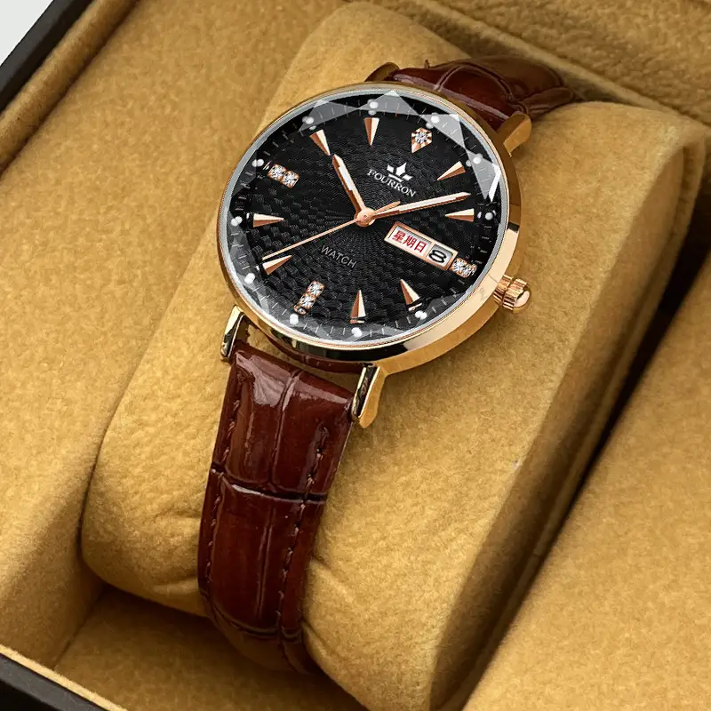 Women's Watch TikTok live hot sale Milan strap fashion simple thin double calendar Diamond-embedded waterproof Korean style women's