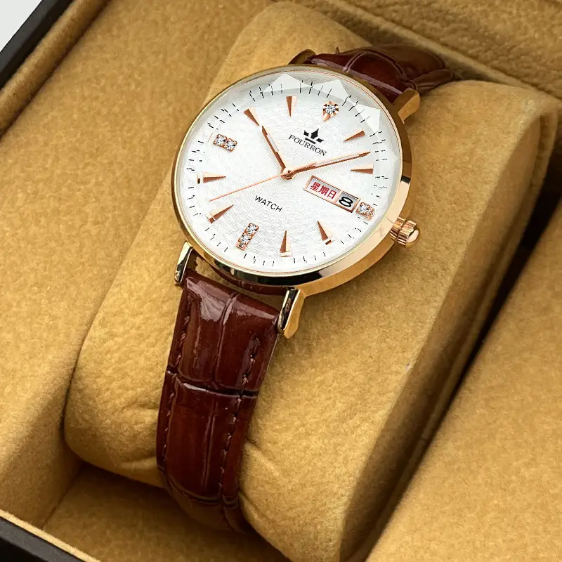 Women's Watch TikTok live hot sale Milan strap fashion simple thin double calendar Diamond-embedded waterproof Korean style women's