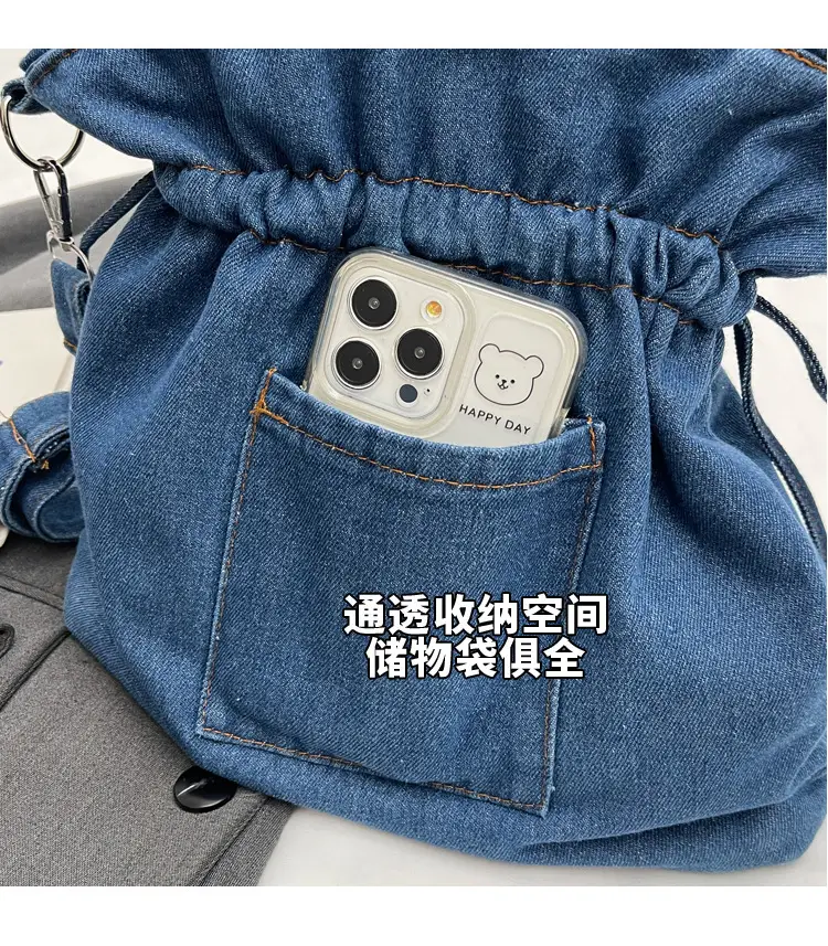 Denim Bucket Bag Women 2023 New Autumn Winter Crossbody Large Capacity — feature 15