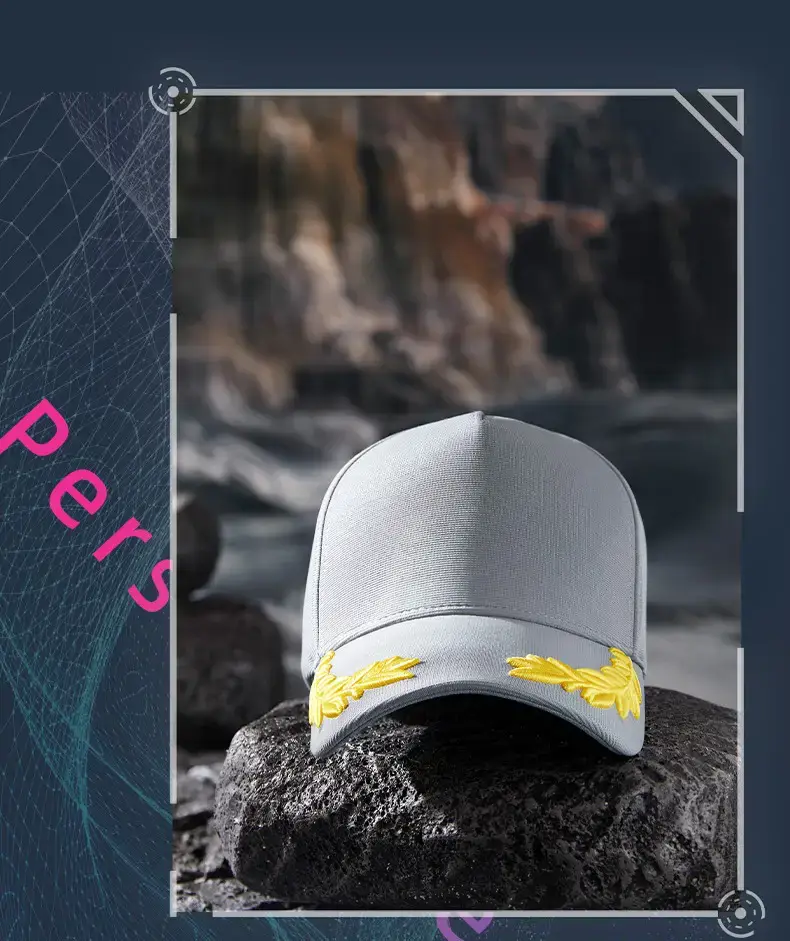 2025 Curved Sunshade Cap Gray Leaf Embroidery — feature 12