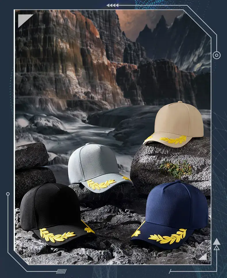 2025 Curved Sunshade Cap Gray Leaf Embroidery — feature 19