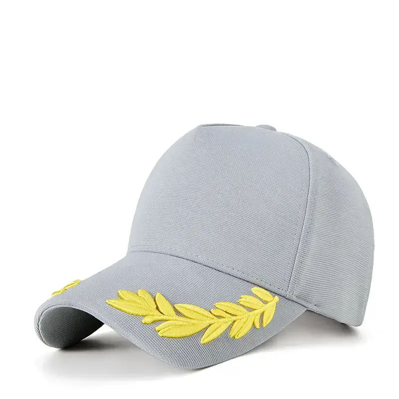 2025 Curved Sunshade Cap Gray Leaf Embroidery - Image 2