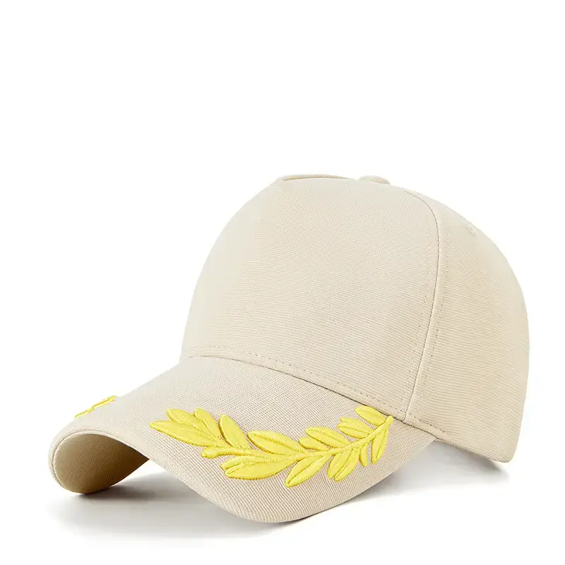 2025 Curved Sunshade Cap Gray Leaf Embroidery - Image 3