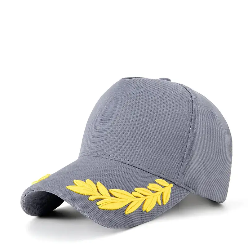 2025 Curved Sunshade Cap Gray Leaf Embroidery - Image 5