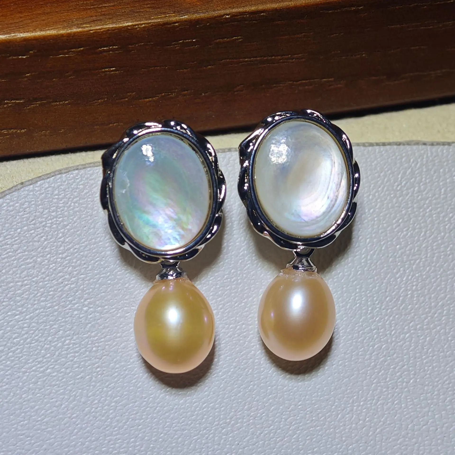 Zhuji Pearl Earrings S925 Silver Sea Shell Green — feature 10