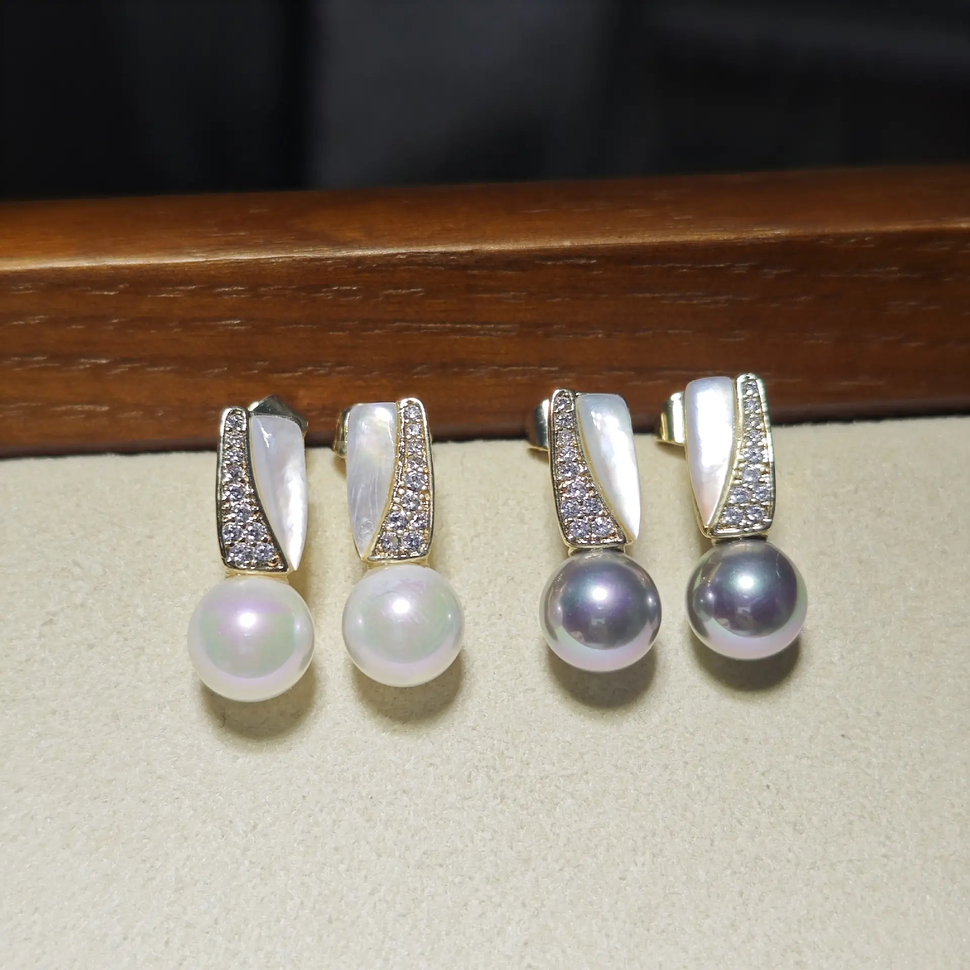 Zhuji Pearl Earrings S925 Silver Sea Shell Green - Image 6
