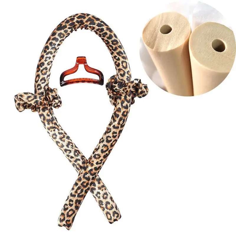 Leopard Print Hair Curler with Foam Base