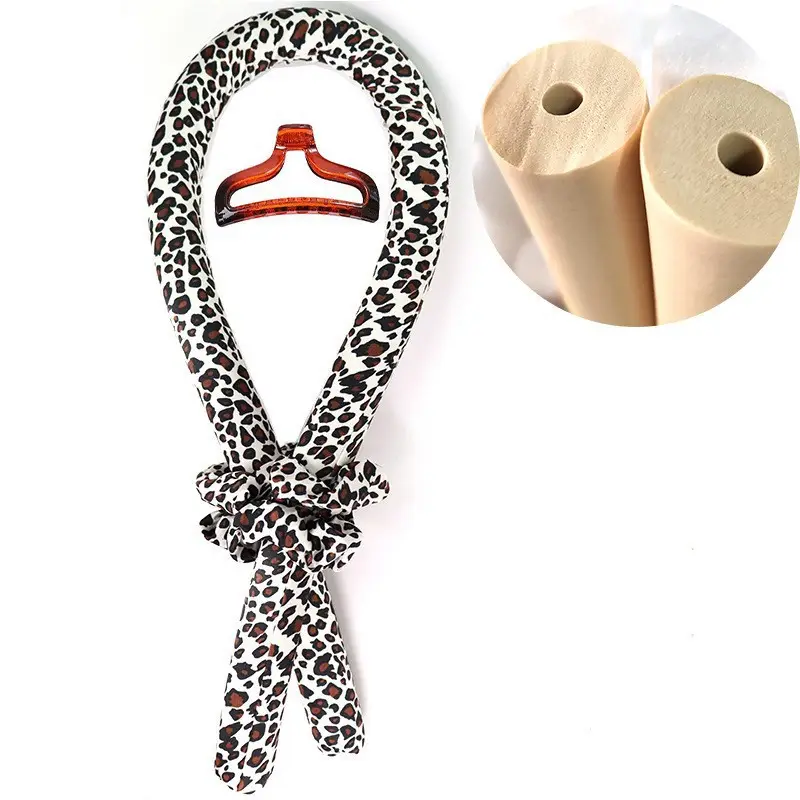 Leopard Print Hair Curler with Foam Base