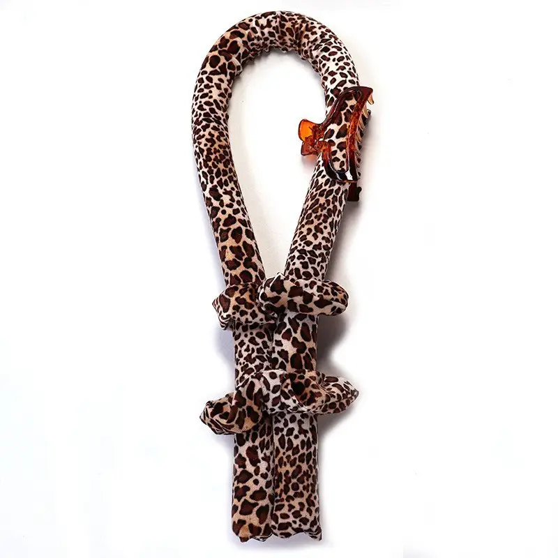 Leopard Print Hair Curler with Foam Base