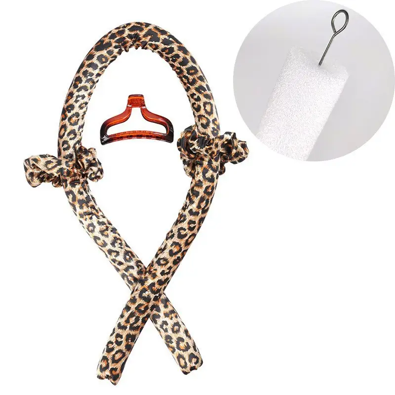 Leopard Print Hair Curler with Foam Base