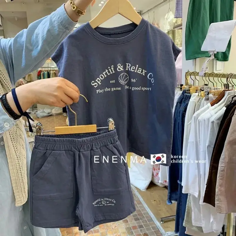 Boys Cotton T-Shirt Shorts Set Navy Blue 2024 - Image 6