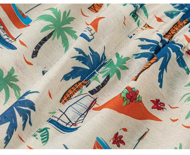 Boys T-Shirt & Beach Shorts Set White Green Cactus Print — feature 40