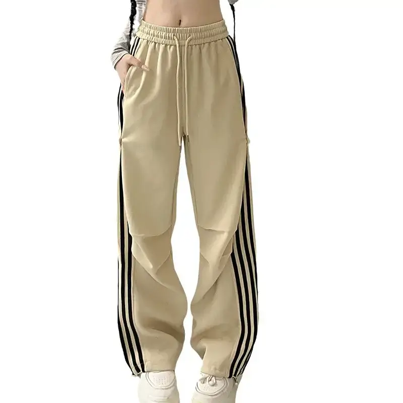 Women American Wide-leg Pants 2024 Spring Autumn Loose Straight Casual Ankle-Tied Sports Pants - Image 8