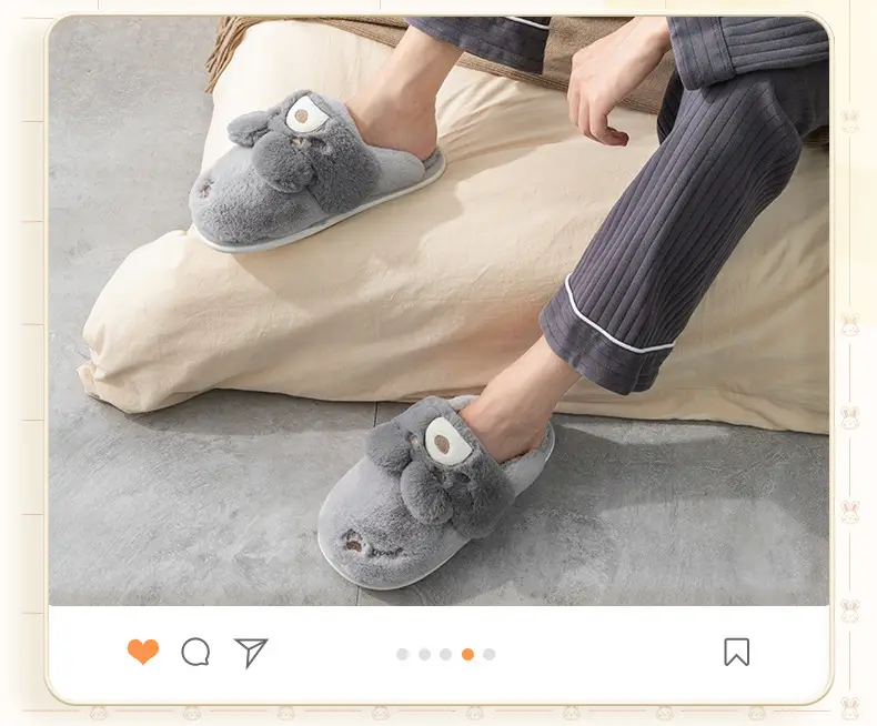 Jialiya Cotton Slippers for Women, Autumn and Winter Warm and Cute Couple Indoor Plush Maternity Slippers with Heel for Men — feature 14