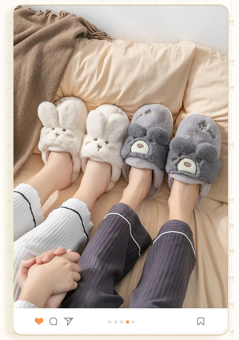 Jialiya Cotton Slippers for Women, Autumn and Winter Warm and Cute Couple Indoor Plush Maternity Slippers with Heel for Men — feature 15