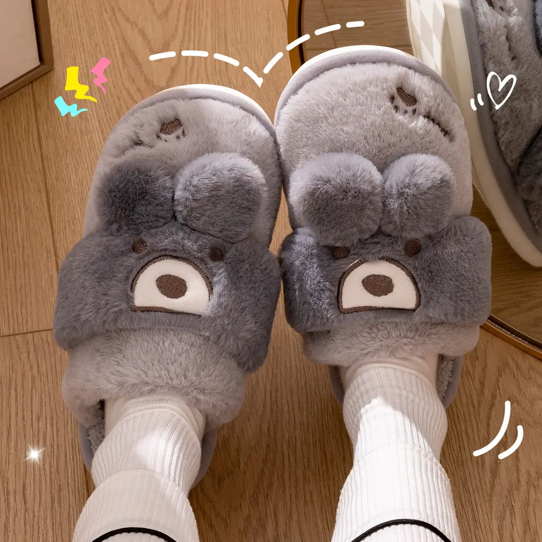 Jialiya Cotton Slippers for Women, Autumn and Winter Warm and Cute Couple Indoor Plush Maternity Slippers with Heel for Men - Image 4