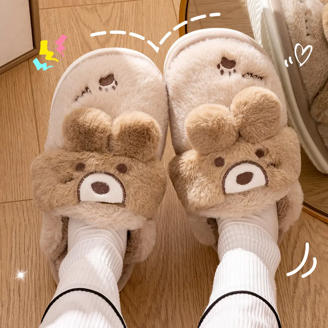 Jialiya Cotton Slippers for Women, Autumn and Winter Warm and Cute Couple Indoor Plush Maternity Slippers with Heel for Men - Image 5