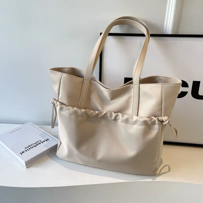 New Beige Drawstring Tote Bag for Women - Image 8