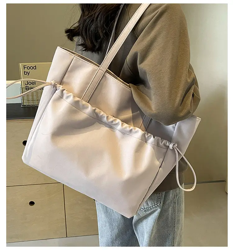 New Beige Drawstring Tote Bag for Women — feature 1