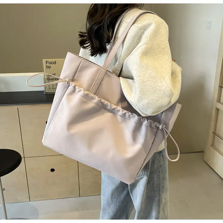 New Beige Drawstring Tote Bag for Women — feature 35